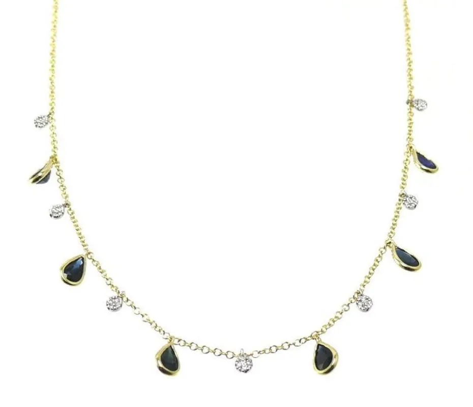 Blue Sapphire and Diamond Disk Necklace sold by Meira T
