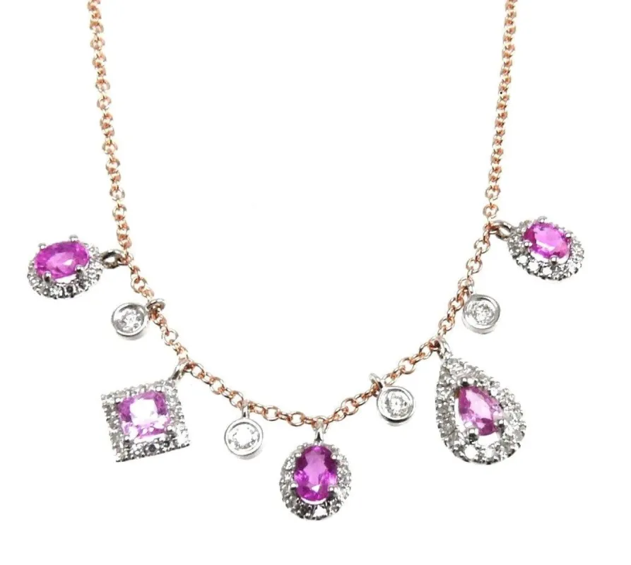 Rose Gold Pink Sapphire Necklace sold by Meira T