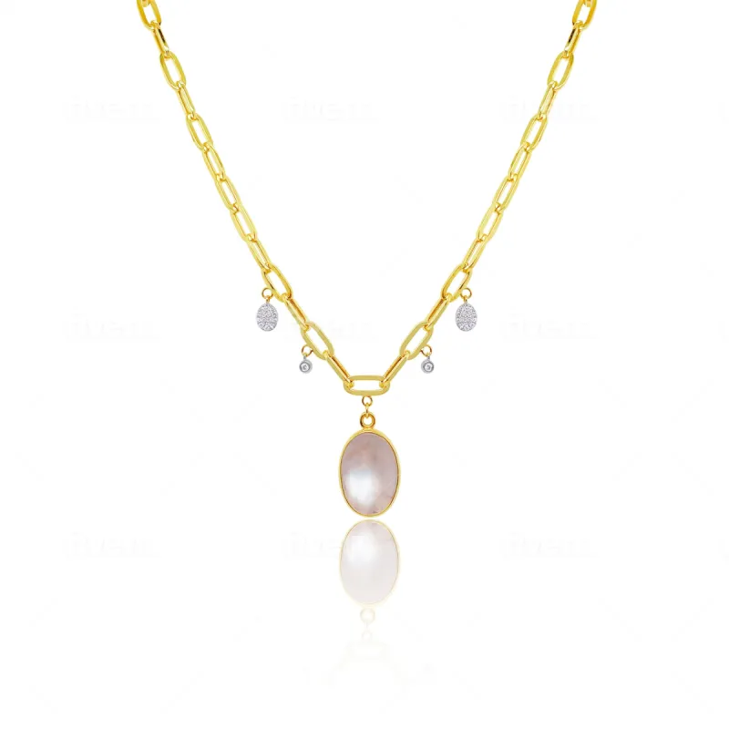Paperclip Moonstone and Diamond Charms Necklace sold by Meira T