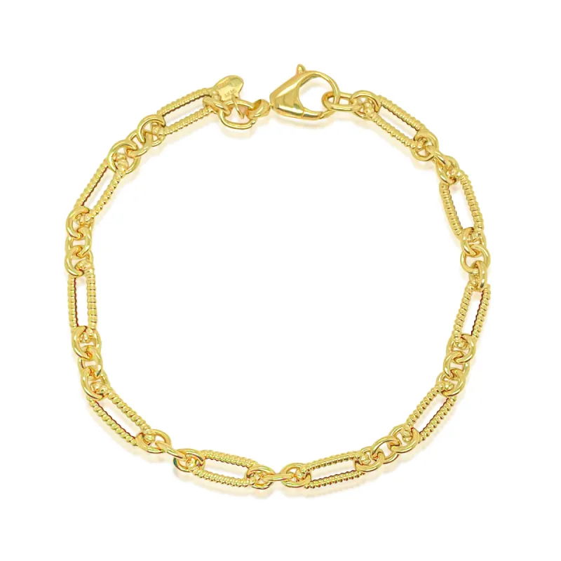 Textured Link Paperclip Bracelet in 14kt Yellow Gold sold by Meira T