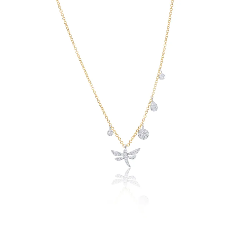 Diamond Dragonfly And Charm Necklace sold by Meira T