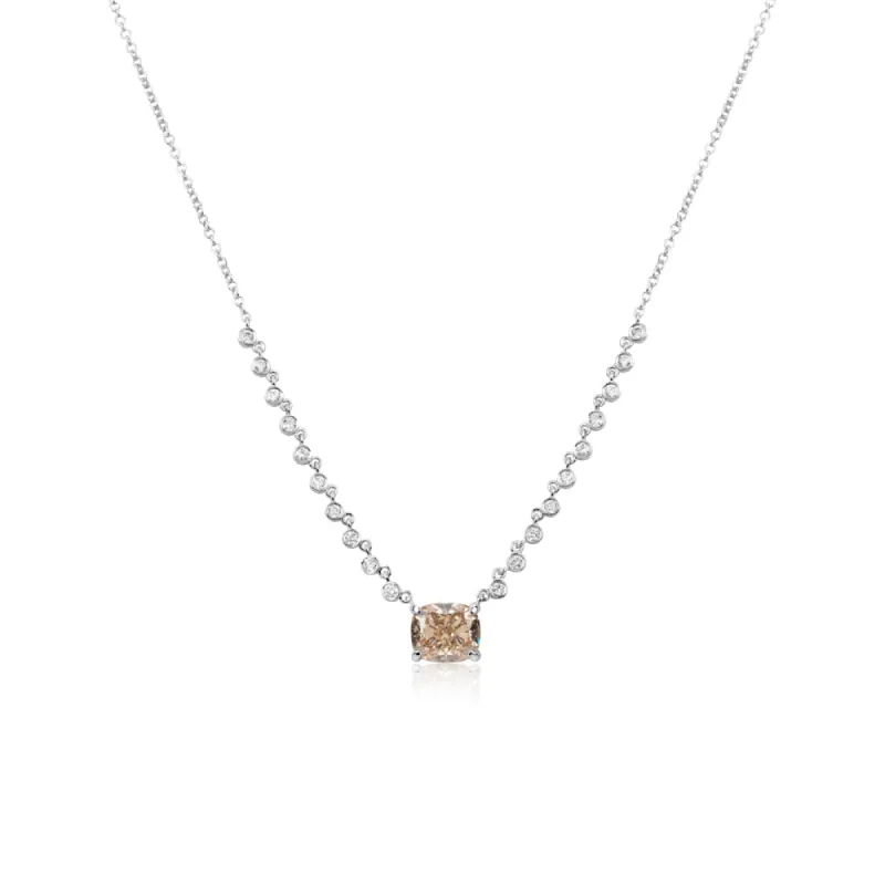 White Gold Oval Champagne Diamond Necklace sold by Meira T