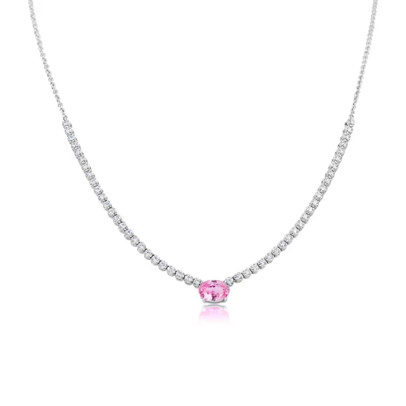 Pink Sapphire and Diamond Tennis Choker sold by Meira T