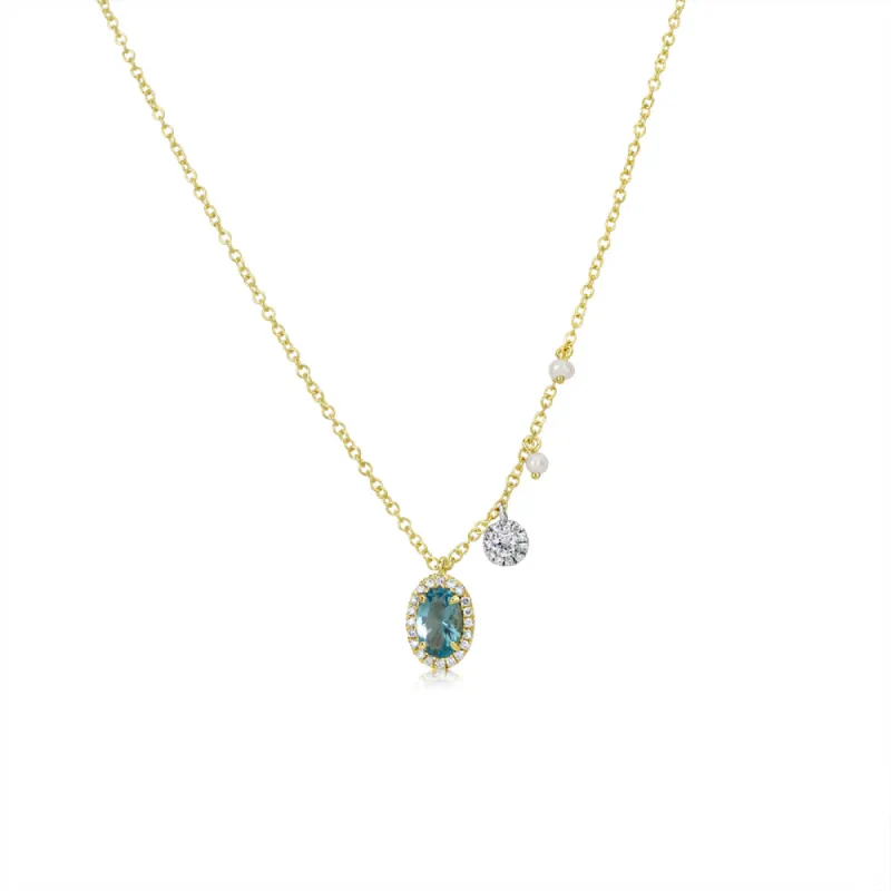 Blue Topaz Oval cut necklace sold by Meira T