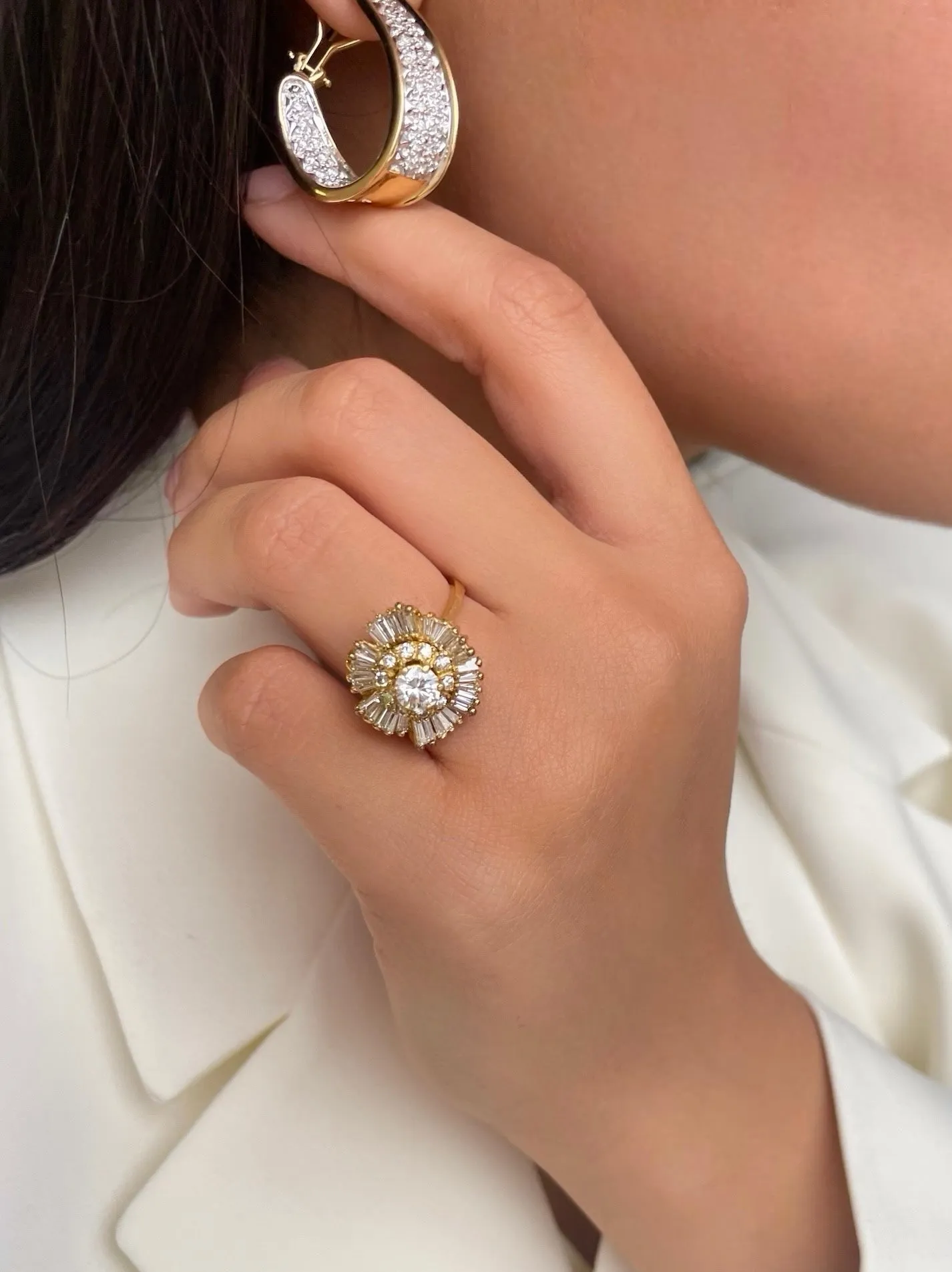 Vintage Diamond Baguette and Flower Ring ONE OF A KIND sold by Meira T product image thumbnail 2