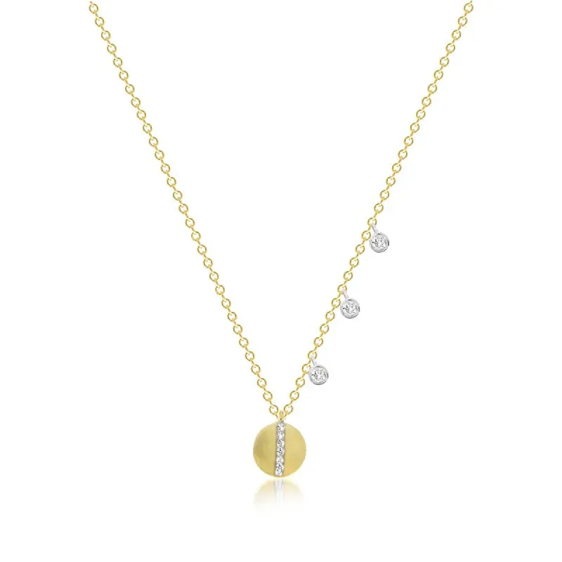 Delicate Diamond Disc Necklace with Off-centered Bezels sold by Meira T
