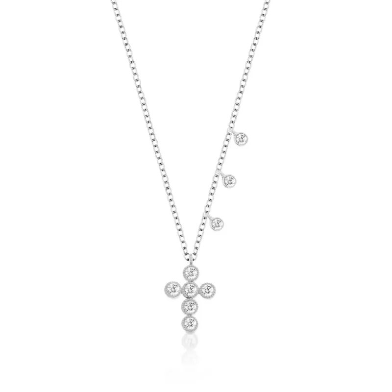 Bezel Set Diamond Cross Necklace sold by Meira T