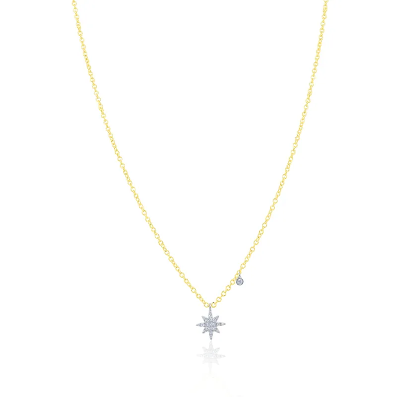 Dainty Diamond Starburst and Bezel Necklace sold by Meira T