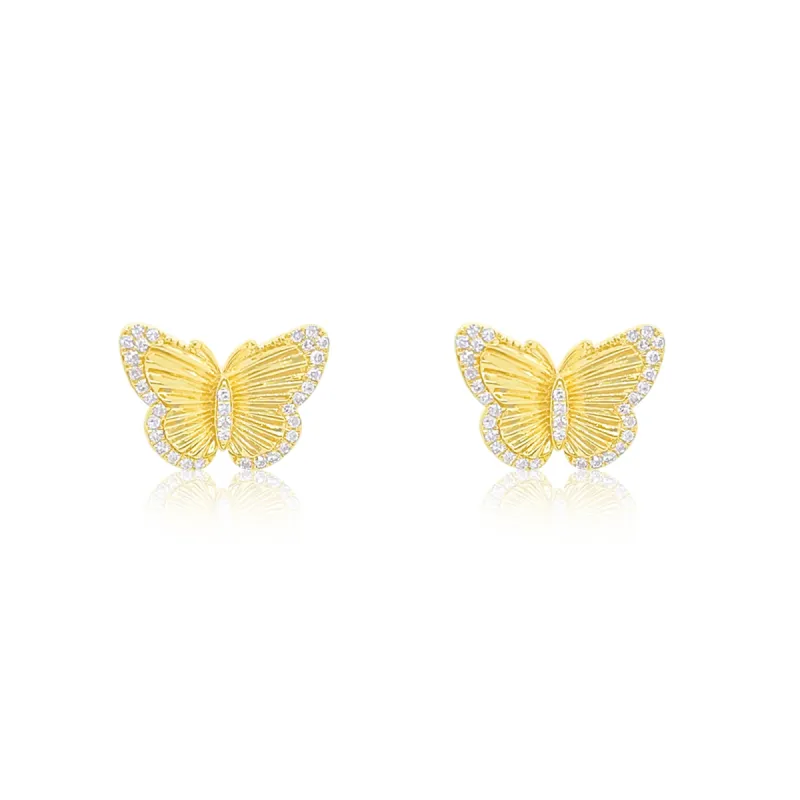 Yellow Gold Diamond Butterfly Studs sold by Meira T