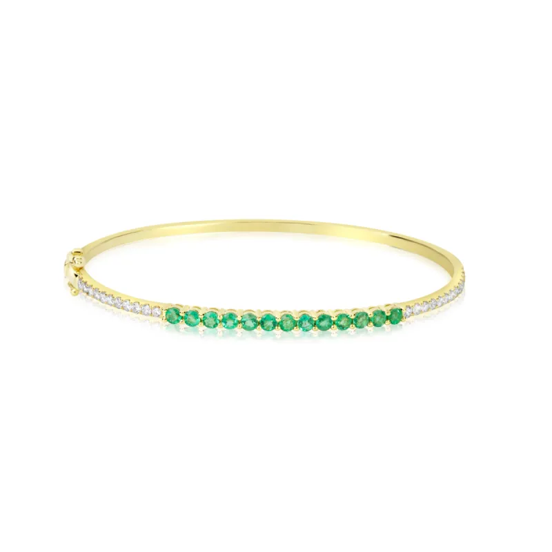 Yellow Gold Emerald and Diamond Bracelet- 2.5 inch diameter sold by Meira T
