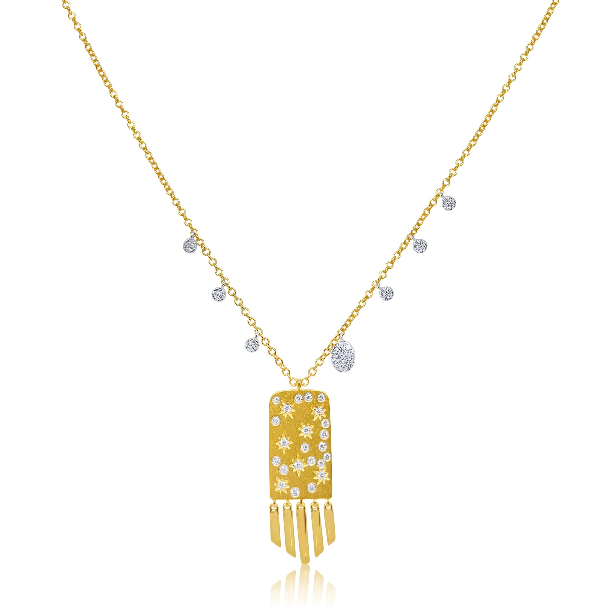 Diamond Starburst and Fringe Necklace sold by Meira T