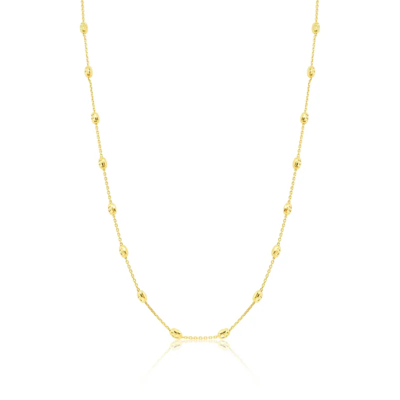 Yellow Gold Beaded Link Chain Necklace sold by Meira T