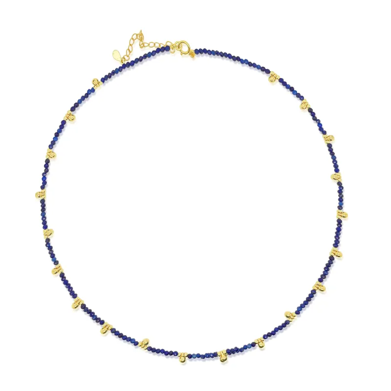 Lapis Bead and Gold Plated Ball Drop Necklace sold by Meira T