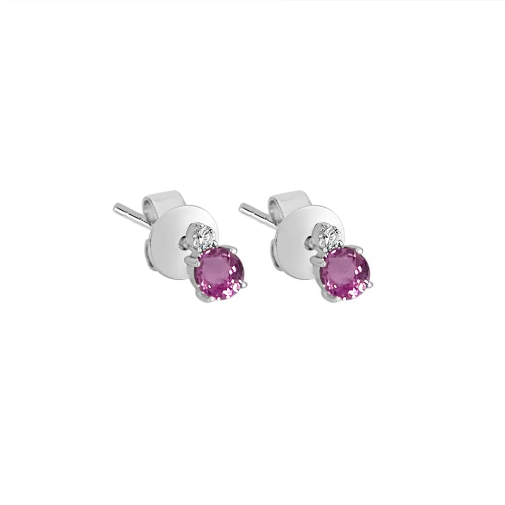Single Pink Sapphire Diamond Studs sold by Meira T