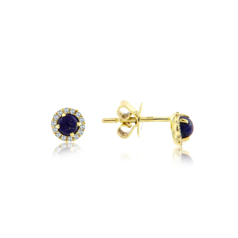 Blue Sapphire Halo Earrings sold by Meira T