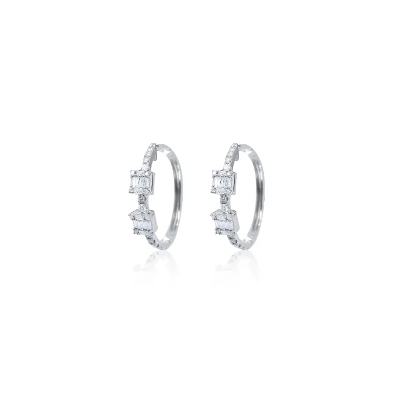 Emerald Cut Illusion Diamond Hoop Earrings - ONLINE EXCLUSIVE sold by Meira T