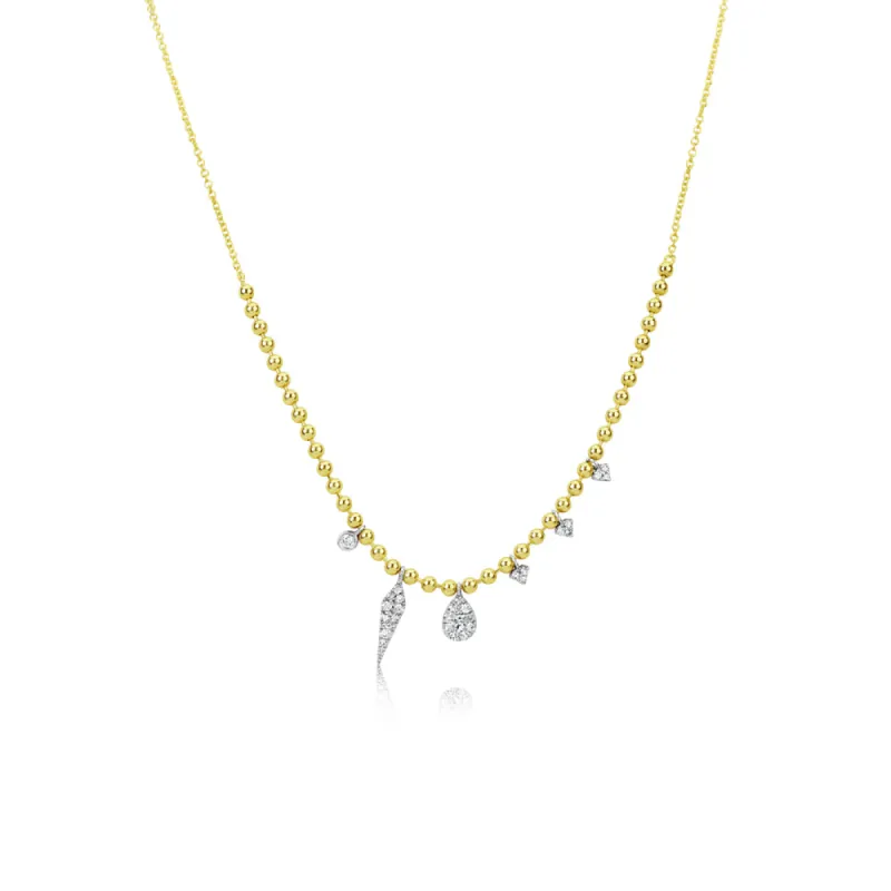 Yellow Gold Ball Chain Charm Necklace sold by Meira T