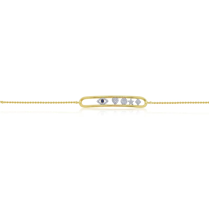 Yellow Gold Floating Diamond Symbol Bracelet sold by Meira T