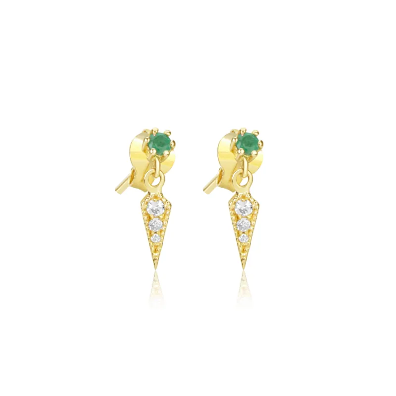 Emerald and Diamond Dagger Studs sold by Meira T