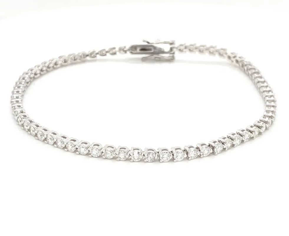 White Gold 2CT Round Diamond Tennis Bracelet sold by Meira T