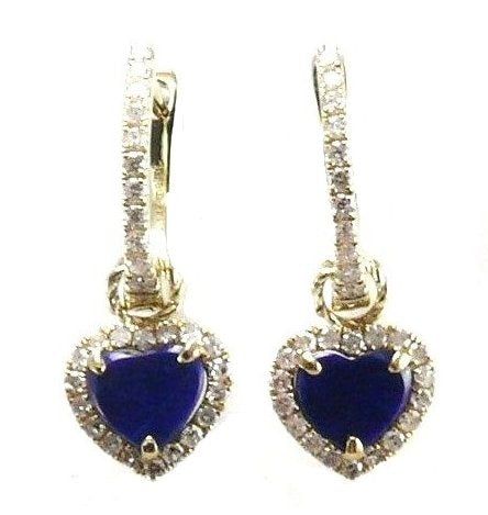 Single Yellow Gold Diamond Turquoise Heart Huggie sold by Meira T