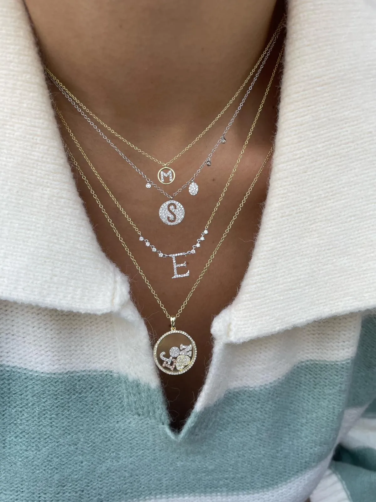 White Gold Initial Necklace "R" sold by Meira T product image thumbnail 2