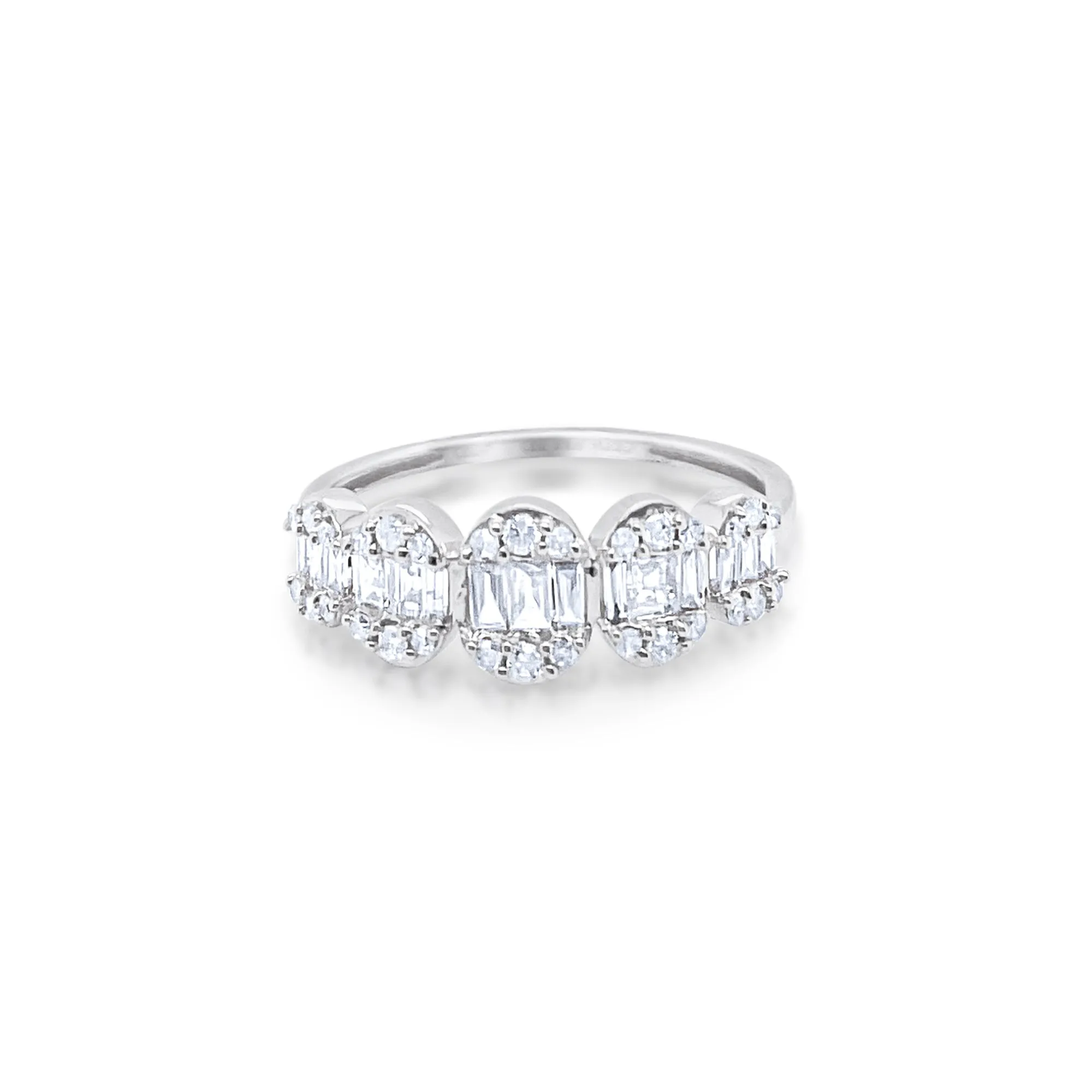 White Gold Diamond Baguette Disk Ring ONLINE EXCLUSIVE sold by Meira T