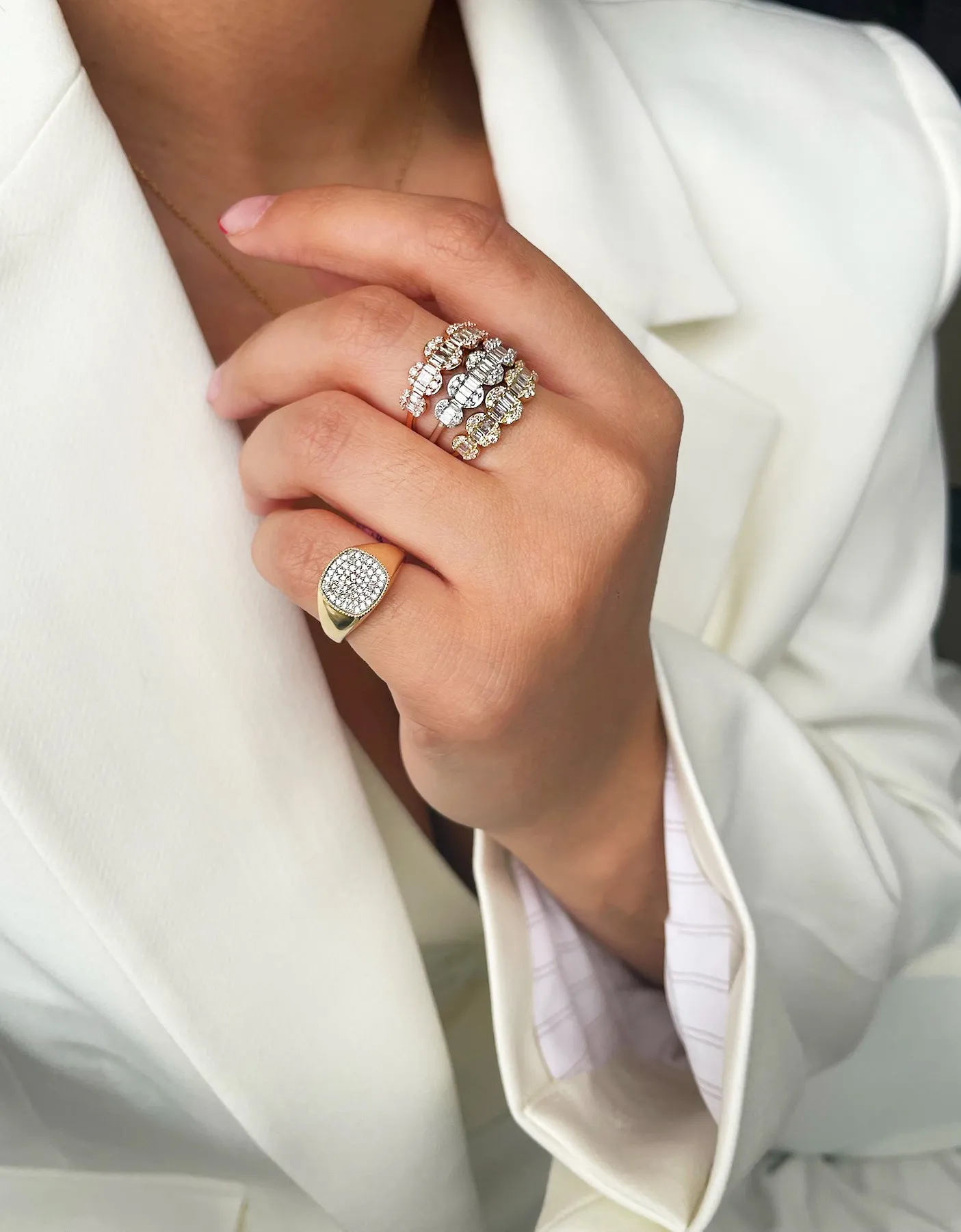 White Gold Diamond Baguette Disk Ring ONLINE EXCLUSIVE sold by Meira T product image thumbnail 2