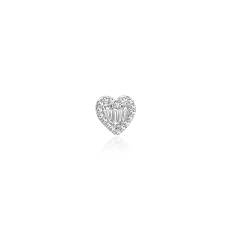 White Gold Diamond Heart Studs (single) sold by Meira T