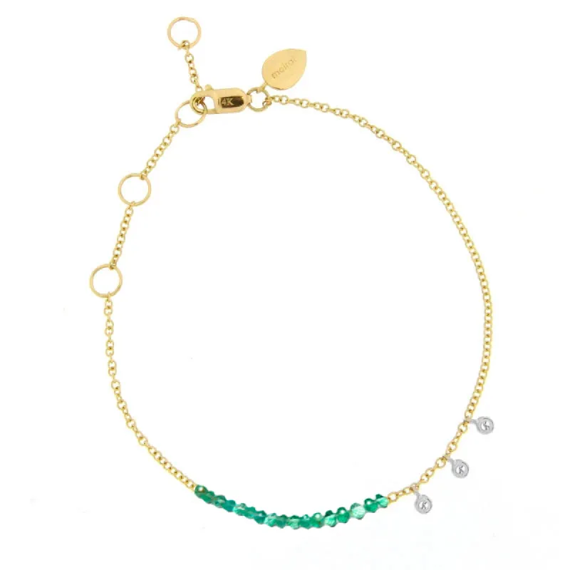 Yellow Gold Emerald and Diamond Bead Bracelet sold by Meira T