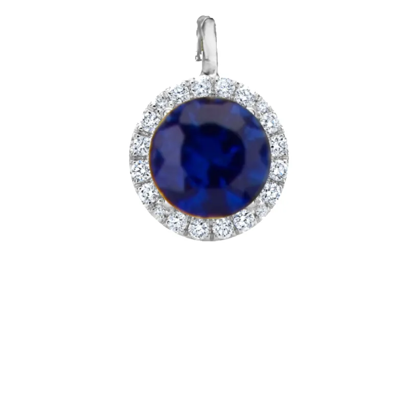 White Gold Pave Diamond and Blue Sapphire Charm sold by Meira T
