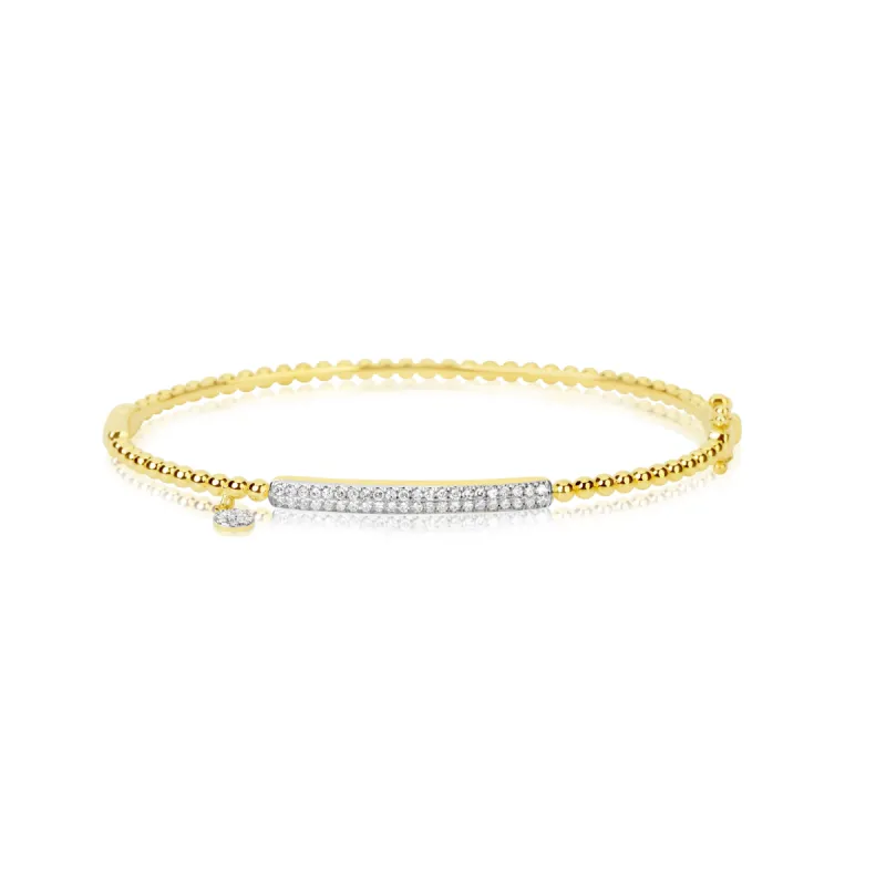 Yellow Gold Spot and Diamond Cluster Bracelet Bangle sold by Meira T