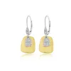 Yellow Gold Square Plate and Diamond Earrings sold by Meira T