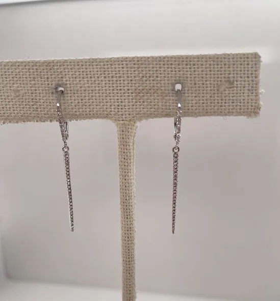 Single White Gold Bar Drop Huggie sold by Meira T