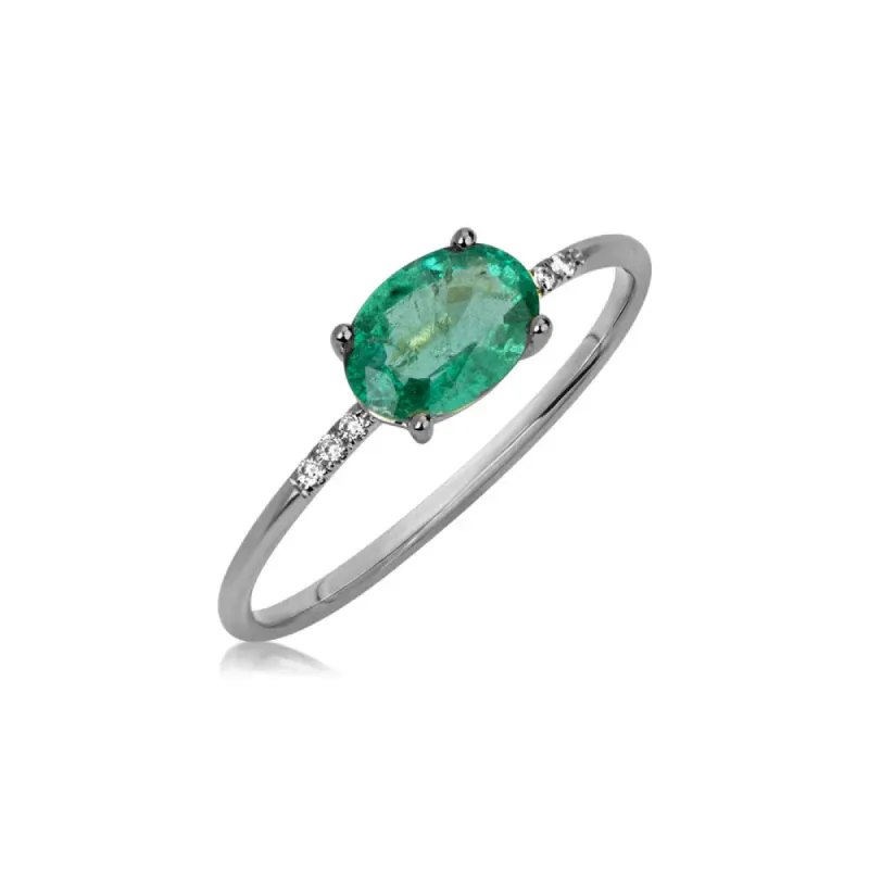 Emerald and Diamond Black Rhodium Ring sold by Meira T