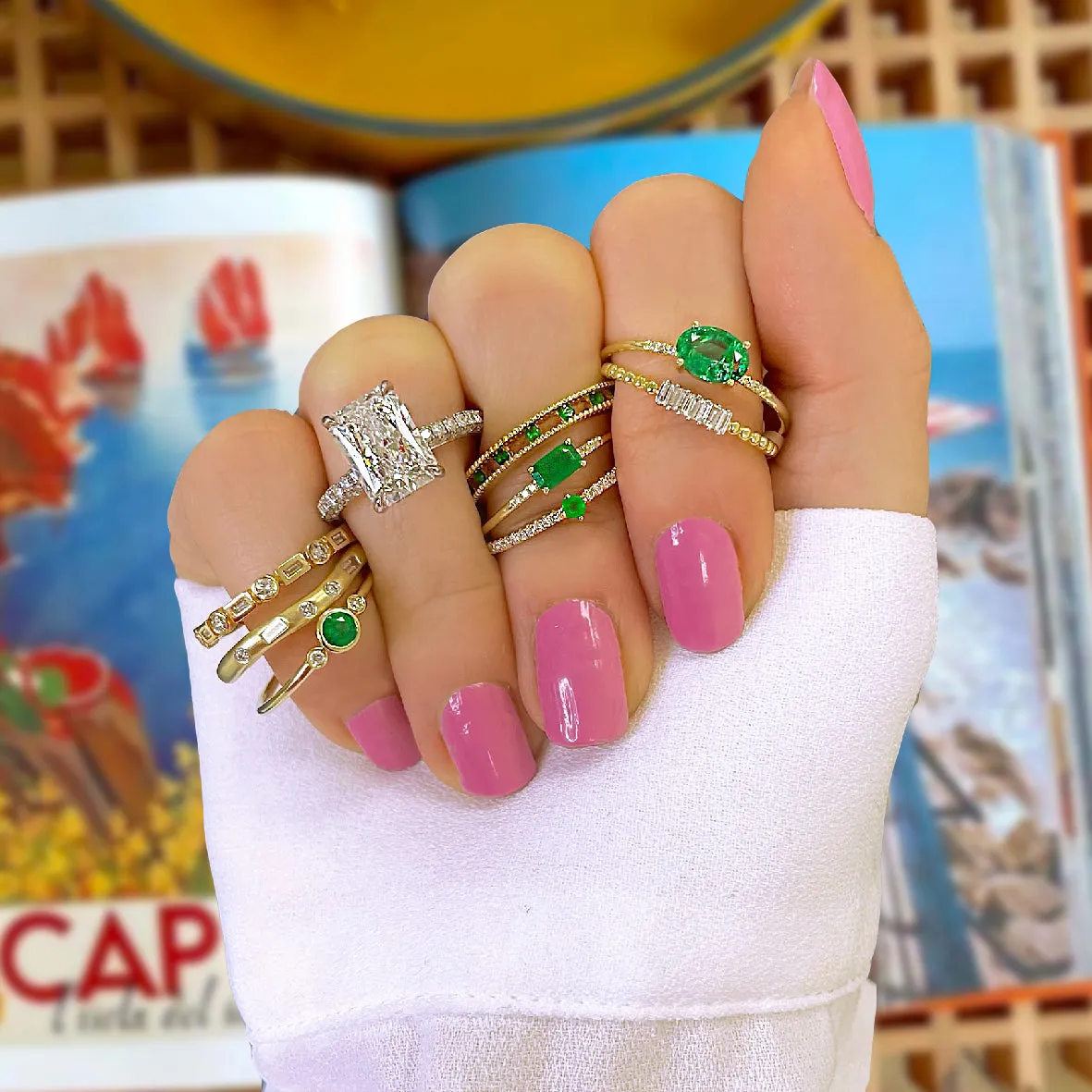 Emerald and Diamond Black Rhodium Ring sold by Meira T product image thumbnail 3