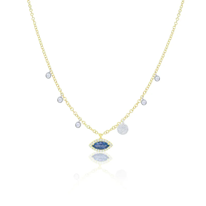 Yellow Gold Blue Topaz and Diamond Necklace sold by Meira T