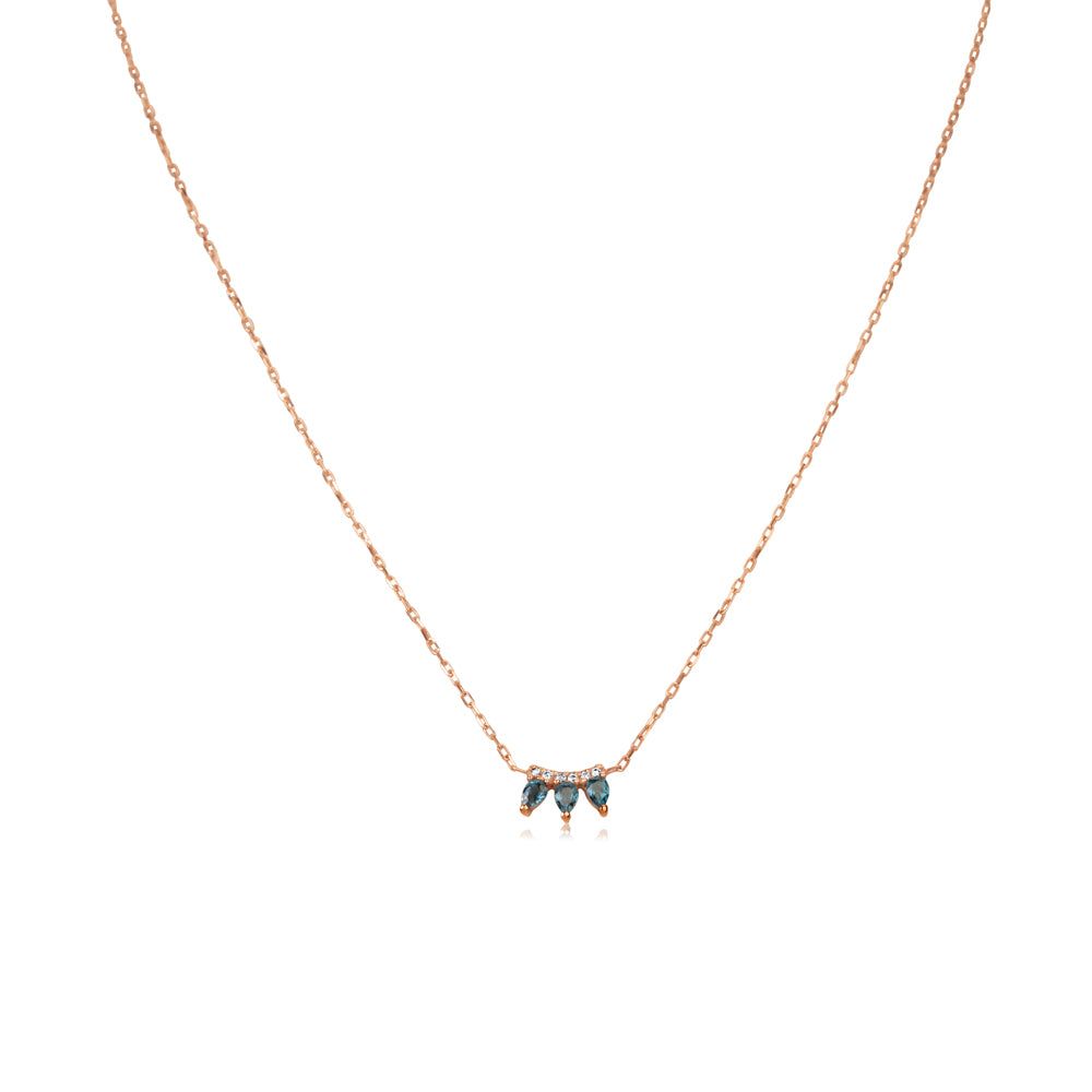 Yellow Gold Diamond and Blue Topaz Necklace sold by Meira T product image thumbnail 2