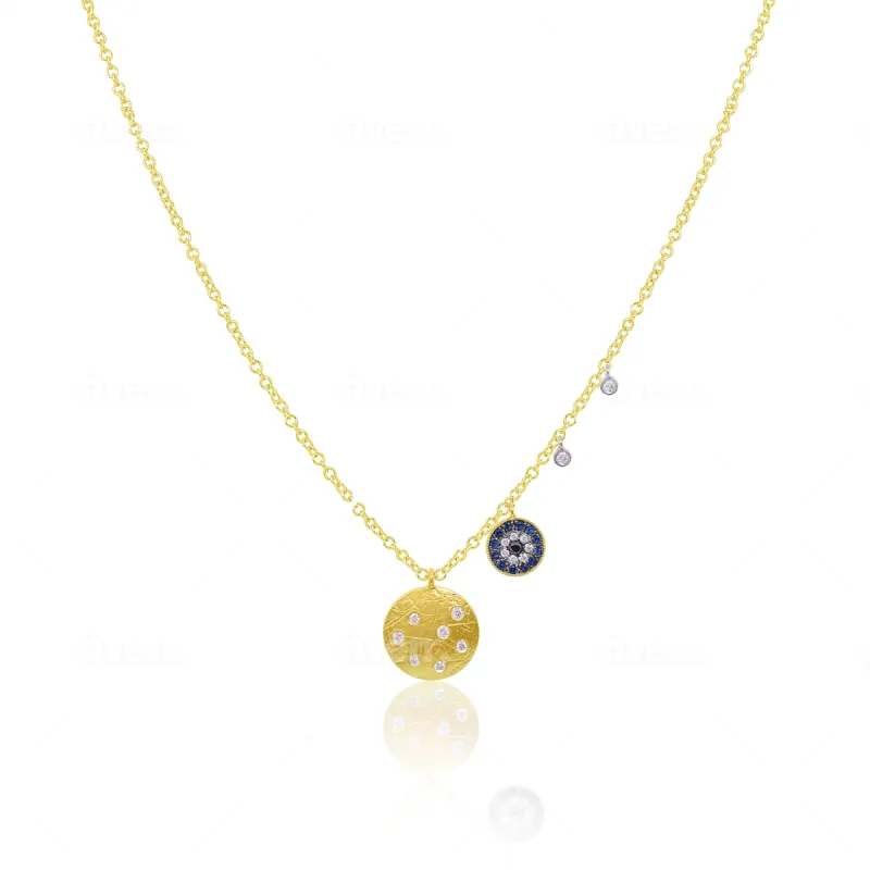 Yellow Gold Diamond Coin and Evil Eye Necklace sold by Meira T