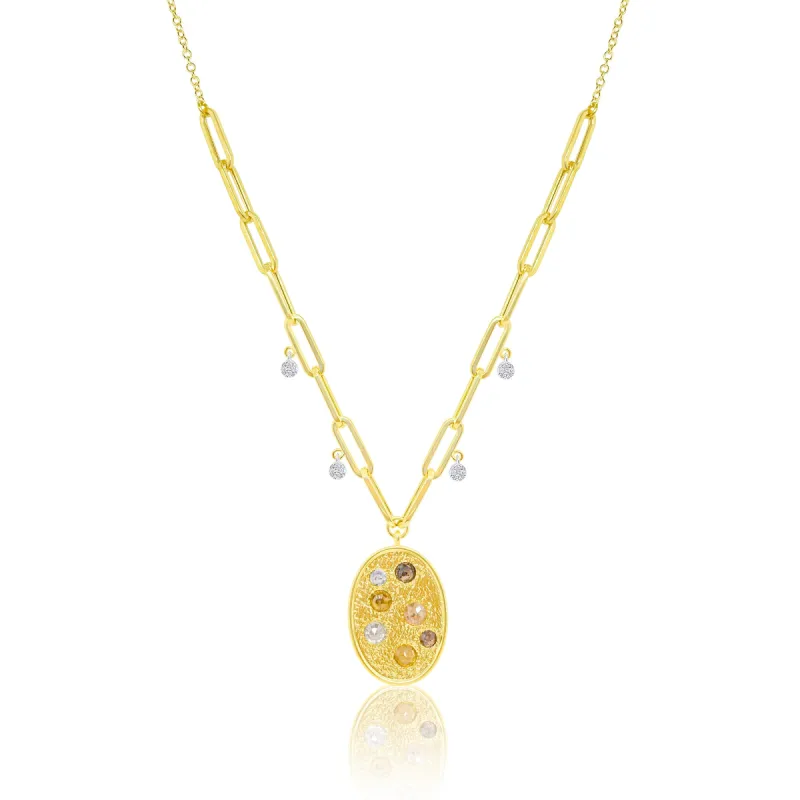 14kt Yellow Gold Diamond Rough Diamond Paperclip Necklace sold by Meira T
