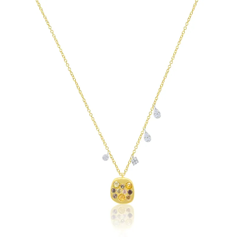 Yellow Gold Rough Diamond Textured Gold Necklace with Diamonds sold by Meira T