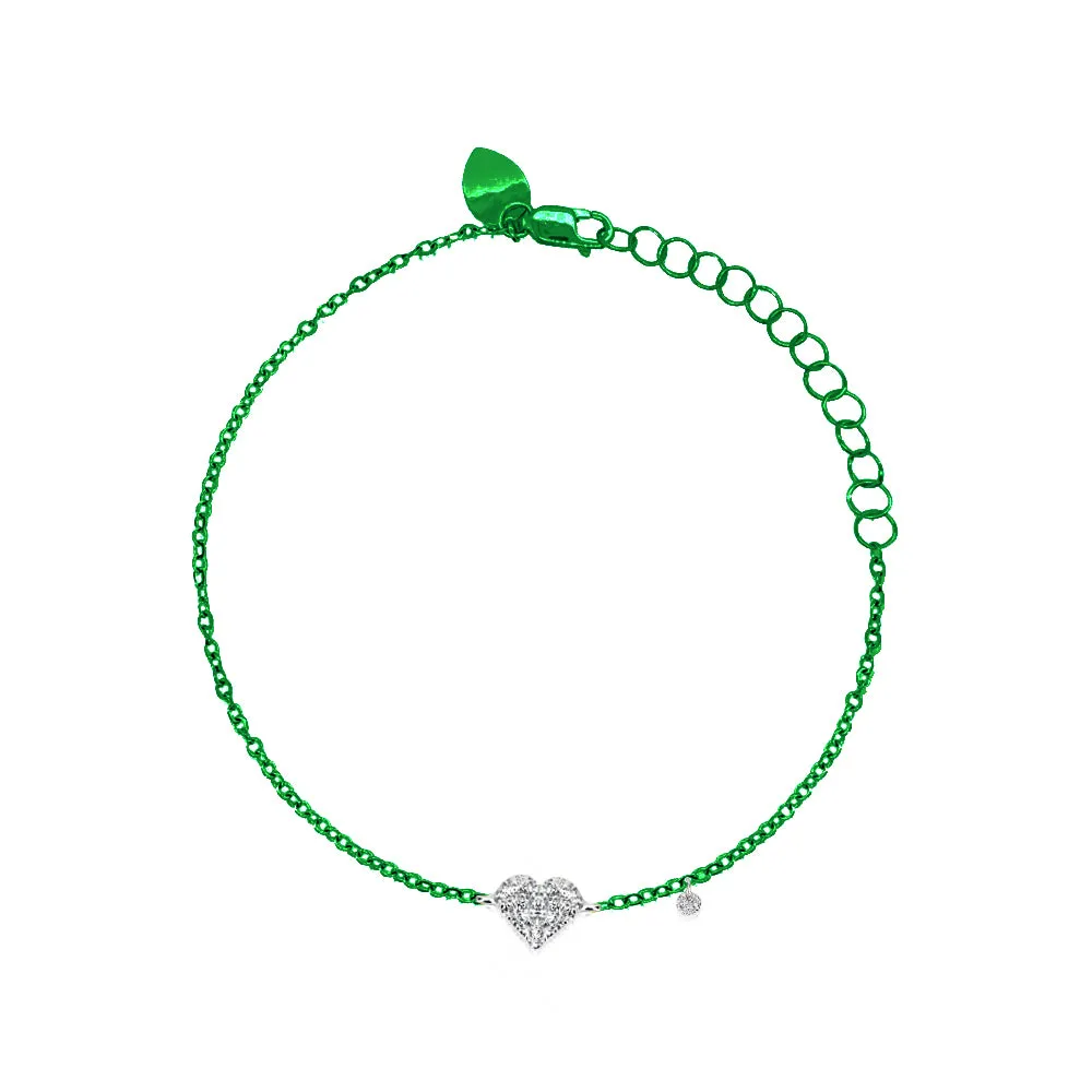 Electric Green Heart Diamond Bracelet sold by Meira T