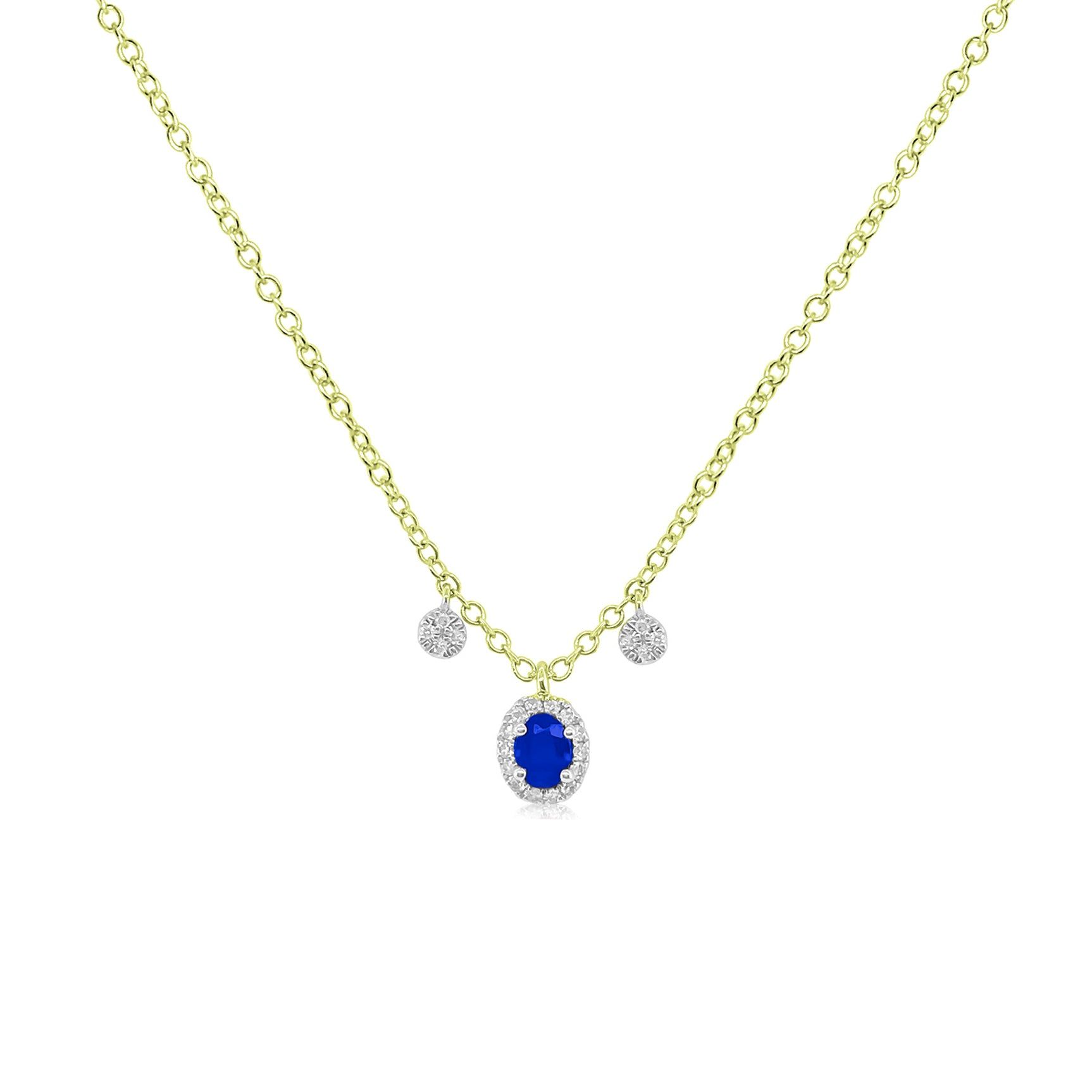 Yellow Gold Sapphire Diamond Necklace sold by Meira T