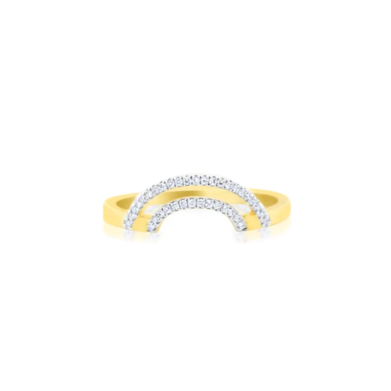 Size 6.5 Yellow Gold Double Arch Diamond Ring sold by Meira T