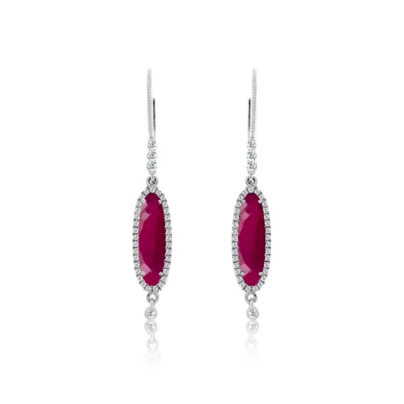 Elongated Ruby Halo Earring sold by Meira T