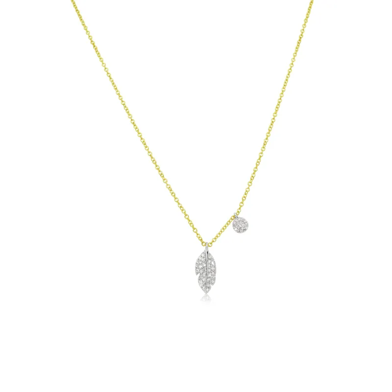 Yellow Gold Leaf And Bezel Necklace sold by Meira T