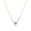 Yellow Gold Blue Topaz Diamond Necklace sold by Meira T