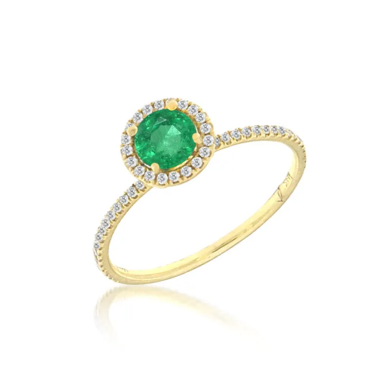 14k Yellow Gold Emerald Ring with Diamonds sold by Meira T