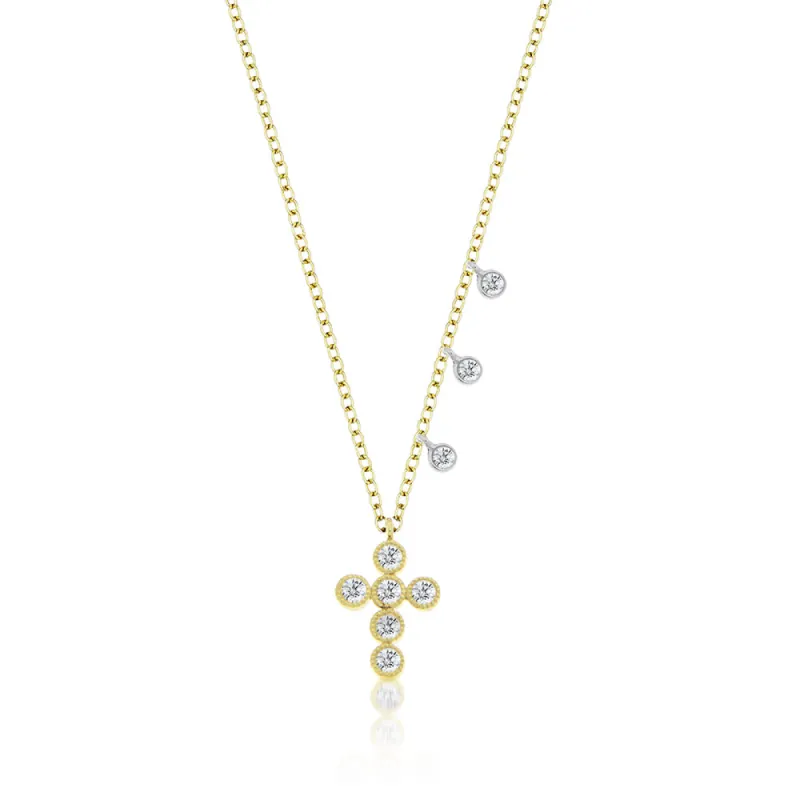 Bezel Set Diamond Cross Necklace sold by Meira T