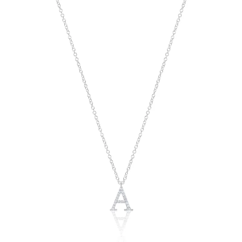 White Gold Diamond Letter "A" Necklace sold by Meira T
